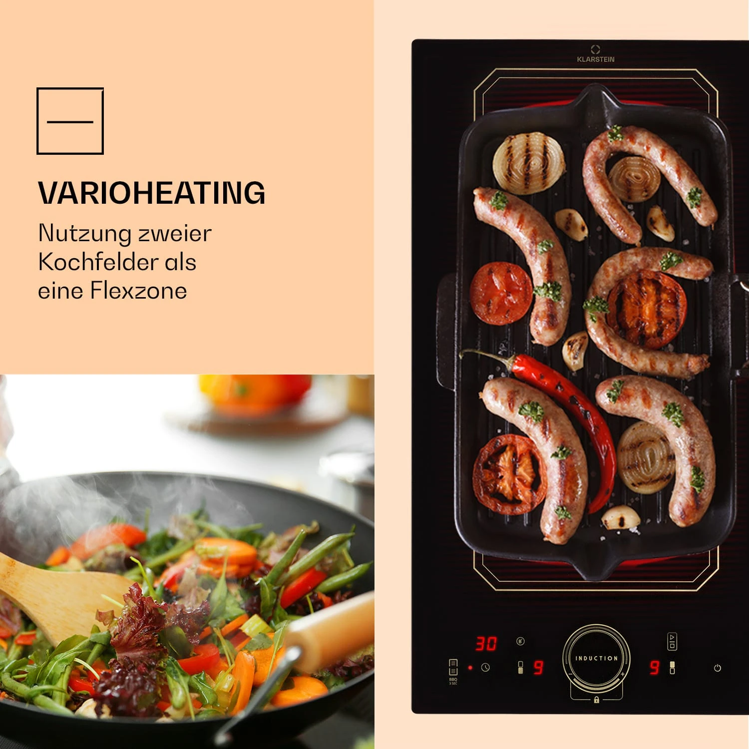 Victoria Domino Induktionskochfeld Einbau 3500W Flexzone Timer 3 Victoria Domino Induktionskochfeld Einbau 3500W Flexzone Timer – Bild 3