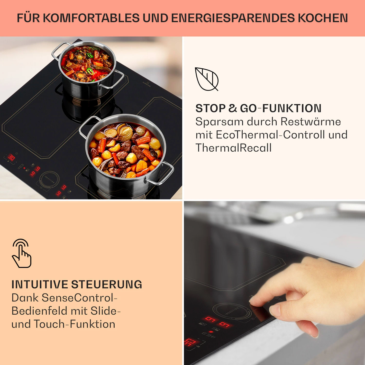 Victoria 4 Flex Induktionskochfeld Einbau 7000W 2 Flexzonen Timer 4 Victoria 4 Flex Induktionskochfeld Einbau 7000W 2 Flexzonen Timer – Bild 4