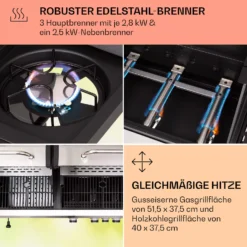 Kingsville 3.1 Kombigrill Gas + Kohle 10,9 KW 3+1 Brenner -Haushaltsgerätegeschäft 10040270 de 0005 usp