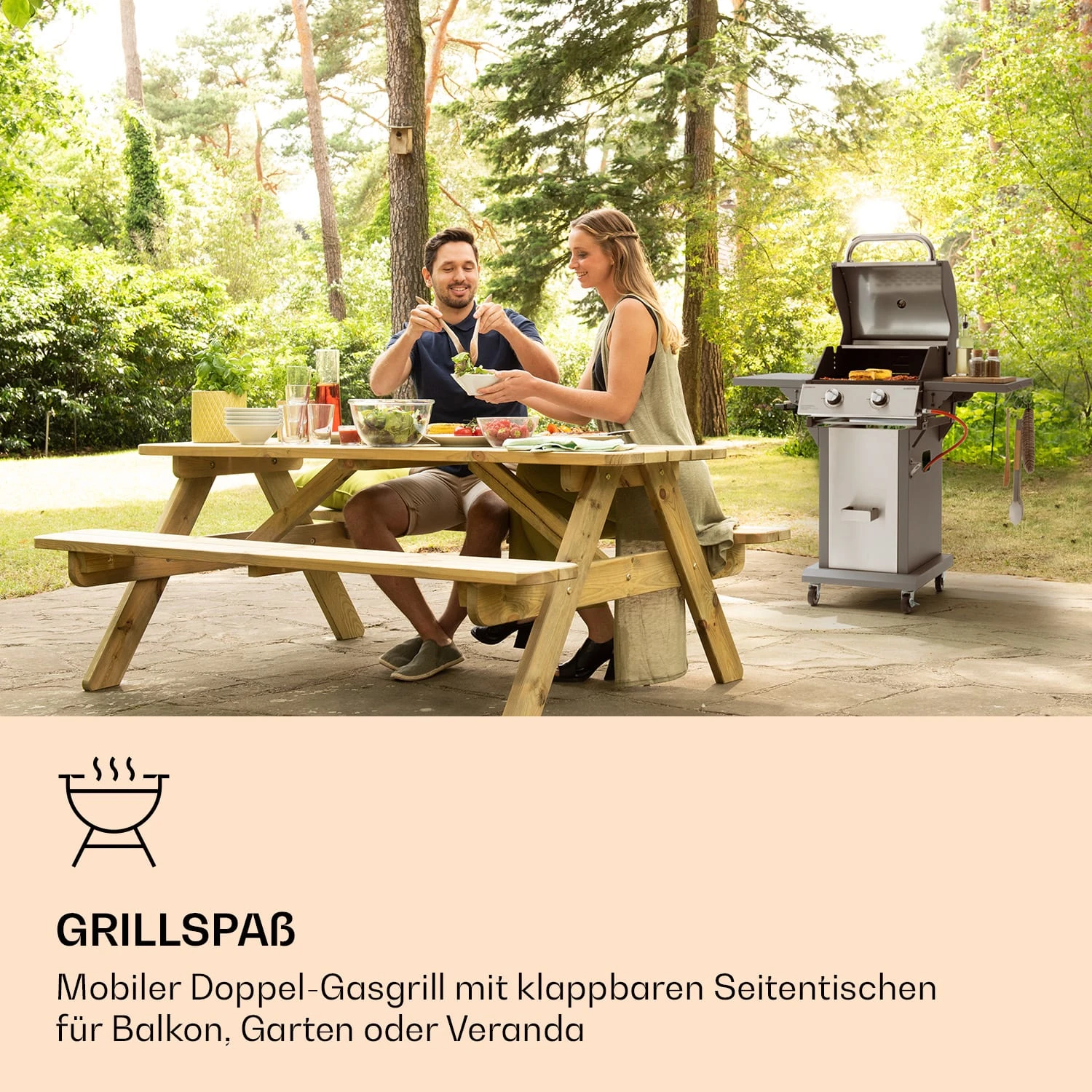 Lucifer 2 Gasgrill 2 X 3,6 KW Brenner 45x45cm Grill Edelstahl Mobil 2 Lucifer 2 Gasgrill 2 X 3,6 KW Brenner 45x45cm Grill Edelstahl Mobil – Bild 2