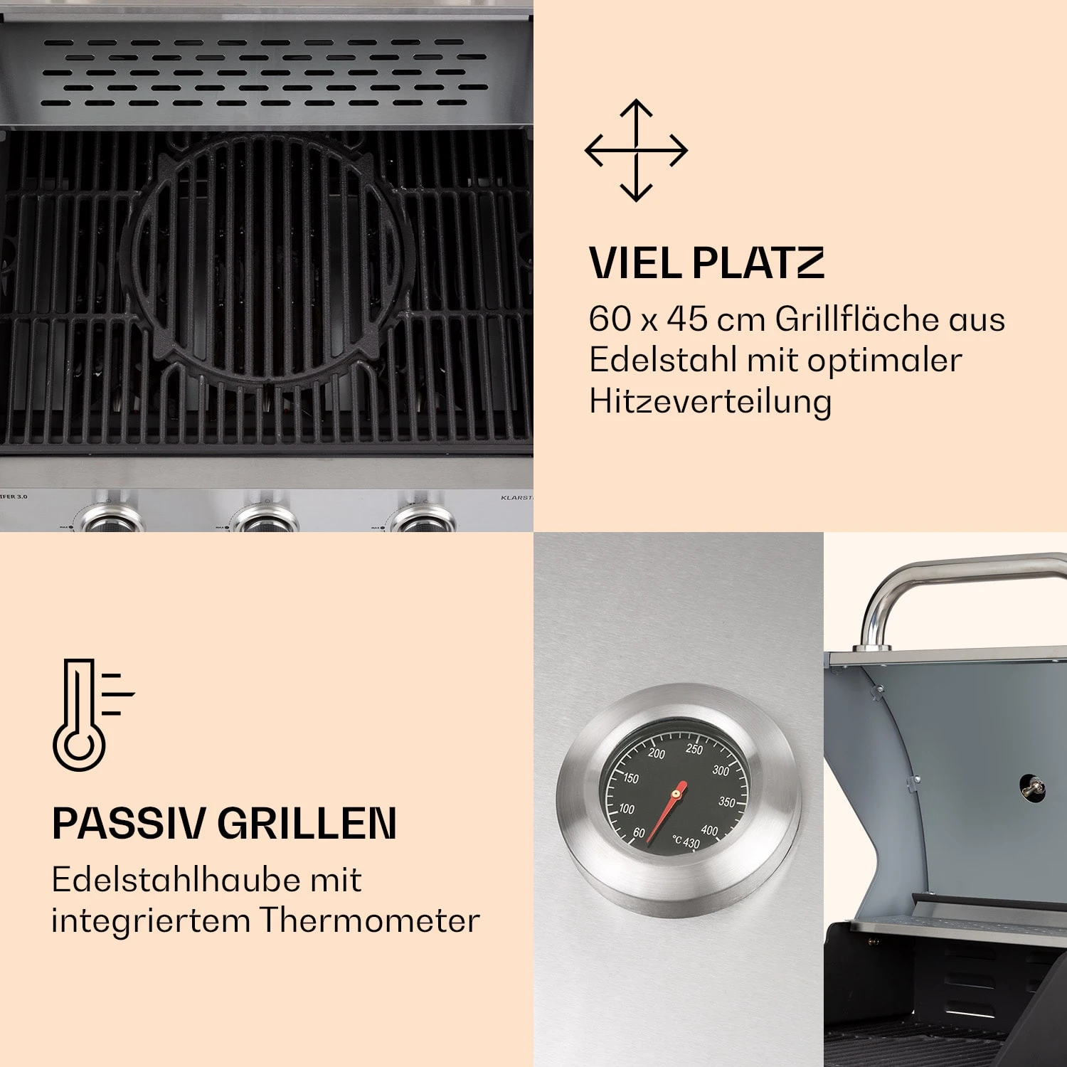 Lucifer 3 Gasgrill 3 X 3,6 KW Brenner 60x45cm Grill Edelstahl Mobil 4 Lucifer 3 Gasgrill 3 X 3,6 KW Brenner 60x45cm Grill Edelstahl Mobil – Bild 4