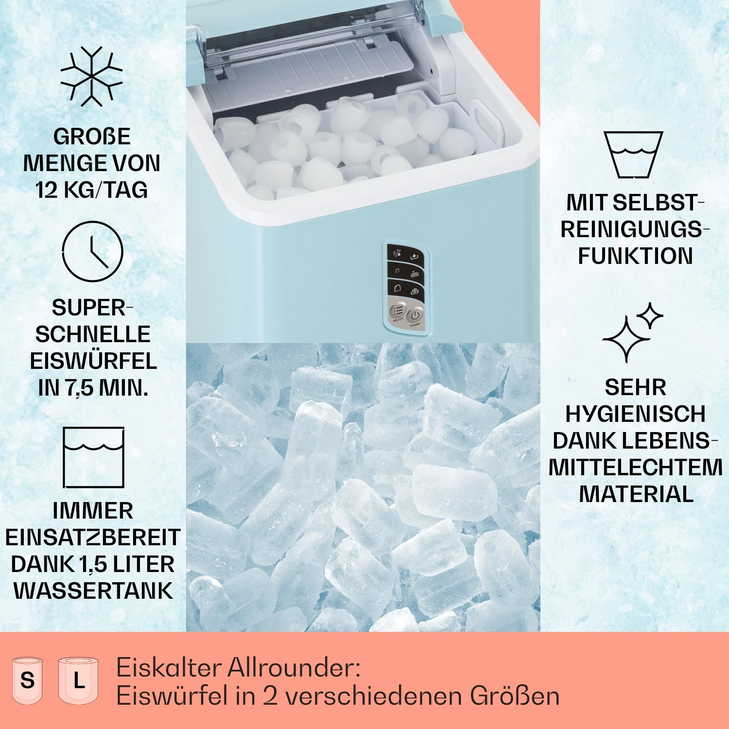Albaron Eiswürfelmaschine Bullet-Eis 12 Kg / 24 H 1,5 Ltr. Display 2 Albaron Eiswürfelmaschine Bullet-Eis 12 Kg / 24 H 1,5 Ltr. Display – Bild 2