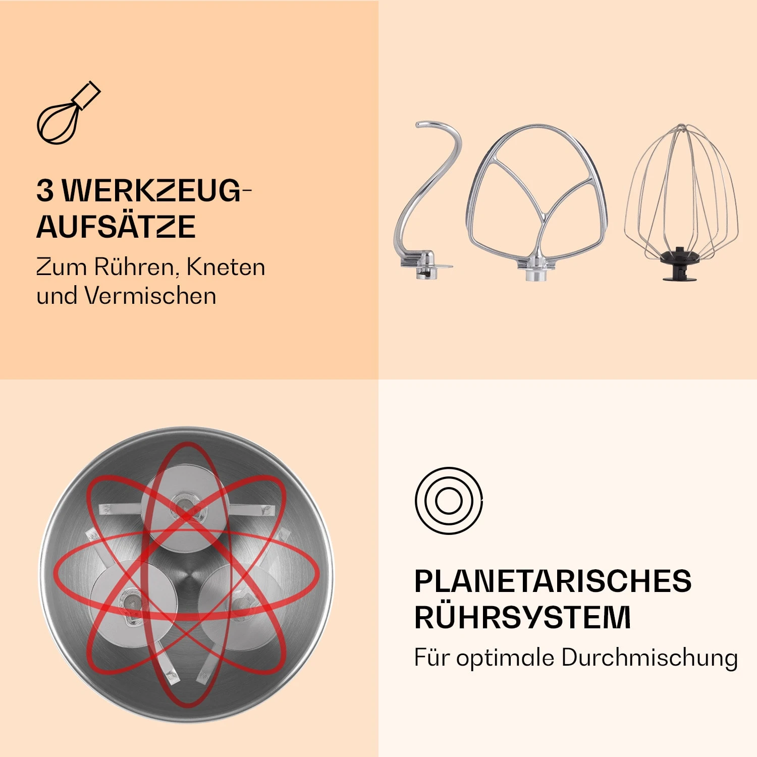 Renata Rossa Küchenmaschine 3-in-1 2000W 2,7PS 5Ltr Edelstahl BPA-frei 4 Renata Rossa Küchenmaschine 3-in-1 2000W 2,7PS 5Ltr Edelstahl BPA-frei – Bild 4