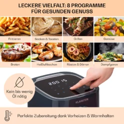 Crisp-Pro Heißluftfritteuse Air Fryer 1400W 2,8 Ltr Timer Edelstahl -Haushaltsgerätegeschäft 10040698 de 0003 usp