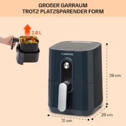 Crisp-Pro Heißluftfritteuse Air Fryer 1400W 2,8 Ltr Timer Edelstahl -Haushaltsgerätegeschäft 10040698 de 0006 usp