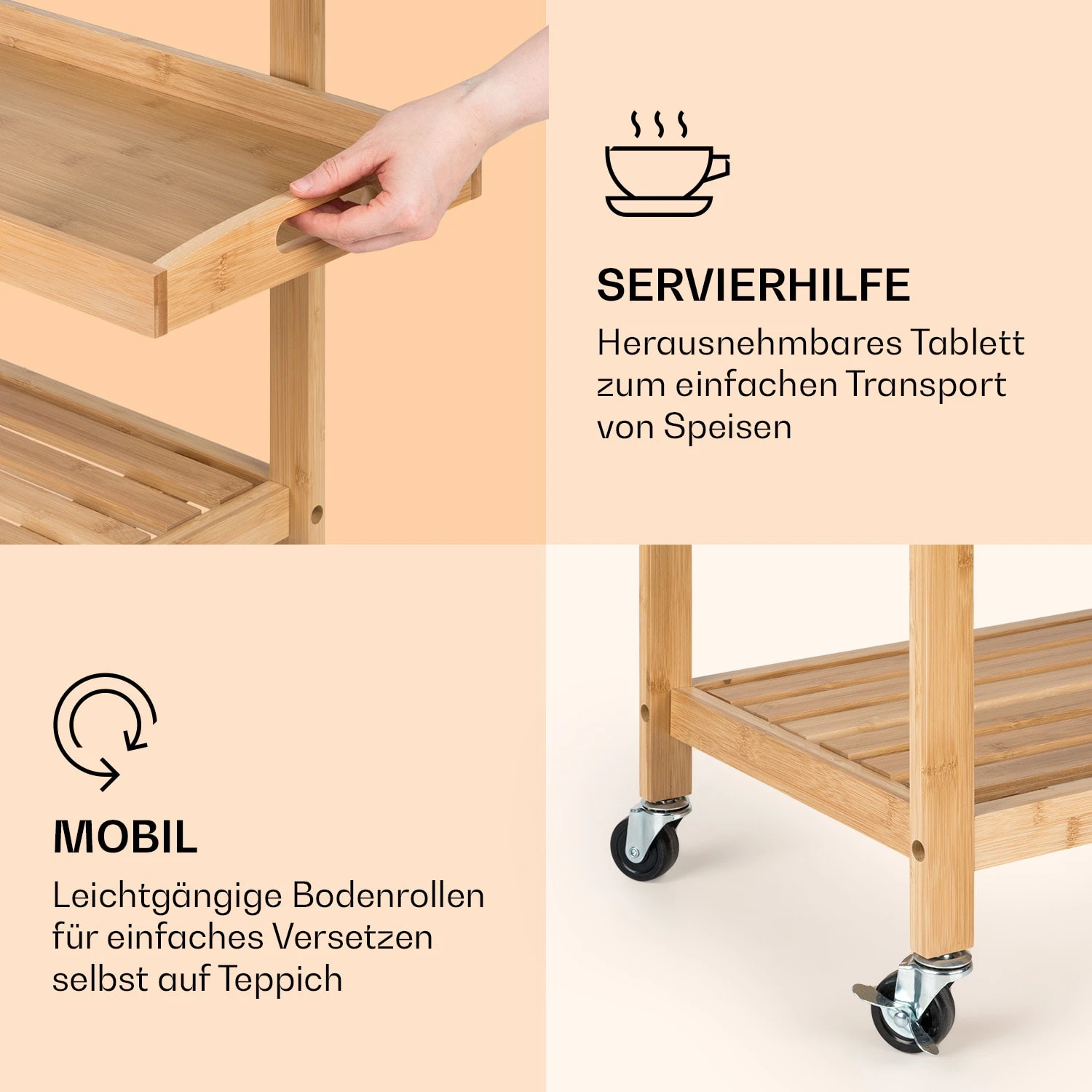 Vermont Servierwagen Küchenwagen 5 Etagen Holz Edelstahl Mobil 6 Vermont Servierwagen Küchenwagen 5 Etagen Holz Edelstahl Mobil – Bild 6