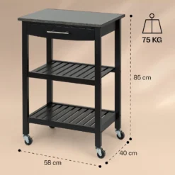 Tennessee Servierwagen Küchenwagen 4 Etagen Holz Granit Mobil -Haushaltsgerätegeschäft 10041121 yy 0006 dimensions