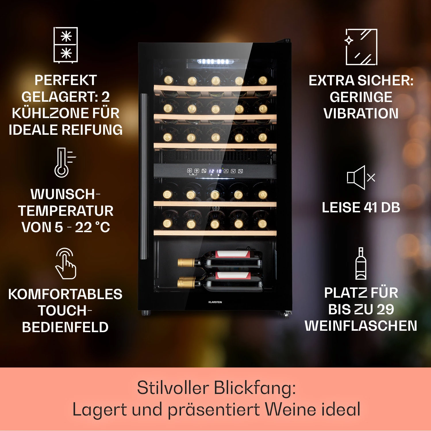 Barossa 29 Duo Weinkühlschrank 29 Fl 80 Ltr 2 Zonen Drucktasten 2 Barossa 29 Duo Weinkühlschrank 29 Fl 80 Ltr 2 Zonen Drucktasten – Bild 2