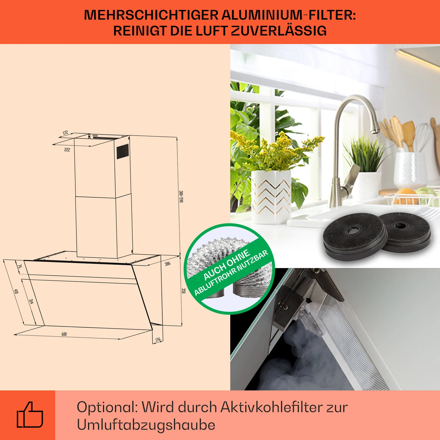 Ava 60 Dunstabzugshaube 60cm Wandhaube WiFi A++ 515m³/h Touch 5 Ava 60 Dunstabzugshaube 60cm Wandhaube WiFi A++ 515m³/h Touch – Bild 5