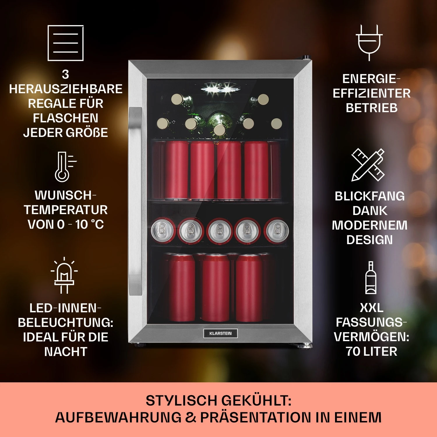 Beersafe 70 Birra Milano Edition Kühlschrank 70 Liter 3 Böden Panoramaglastür Edelstahl 2 Beersafe 70 Birra Milano Edition Kühlschrank 70 Liter 3 Böden Panoramaglastür Edelstahl – Bild 2