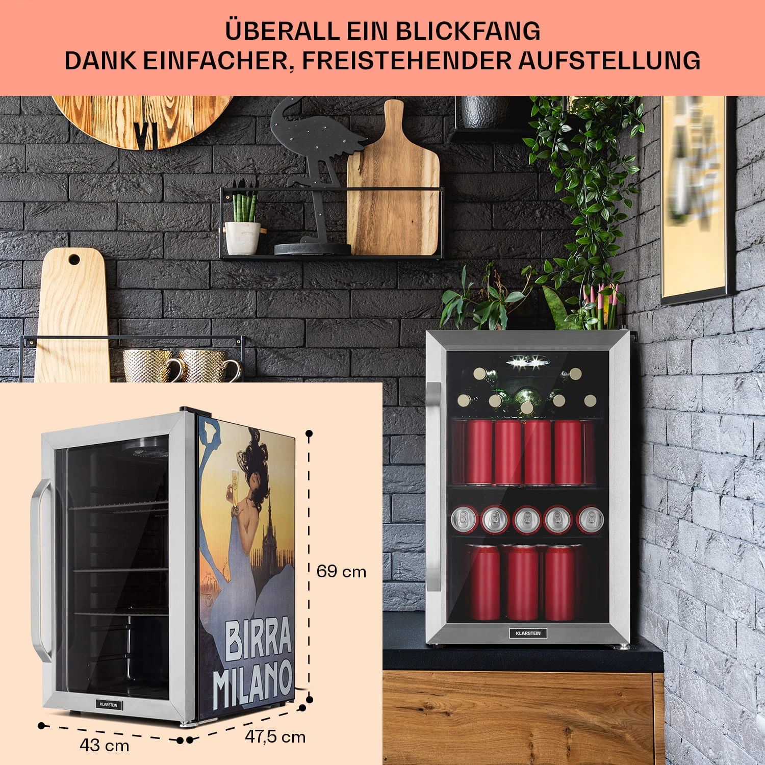 Beersafe 70 Birra Milano Edition Kühlschrank 70 Liter 3 Böden Panoramaglastür Edelstahl 7 Beersafe 70 Birra Milano Edition Kühlschrank 70 Liter 3 Böden Panoramaglastür Edelstahl – Bild 7