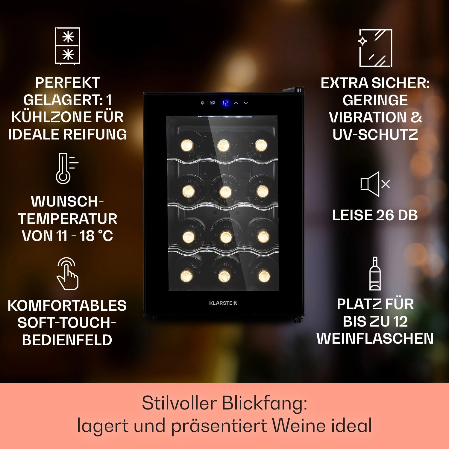 Barolo 12 Uno Weinkühlschrank 37 Ltr 12 Flaschen 11-18°C SingleZone 2 Barolo 12 Uno Weinkühlschrank 37 Ltr 12 Flaschen 11-18°C SingleZone – Bild 2
