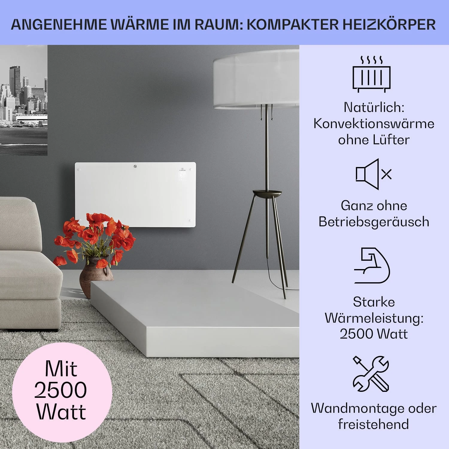 Bansin Crystal Smart Konvektions-Heizgerät 2500W 5 - 50 °C App-Steuerung 2 Bansin Crystal Smart Konvektions-Heizgerät 2500W 5 - 50 °C App-Steuerung – Bild 2