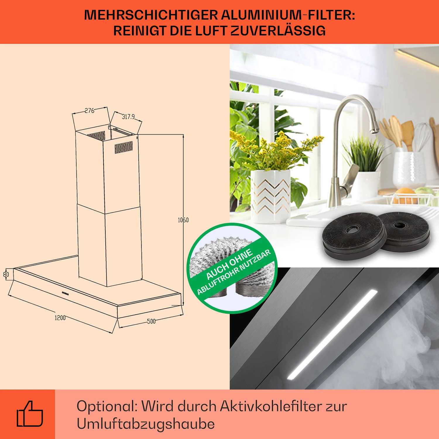 Limelight Dunstabzugshaube 120cm Wandhaube 570m³/h Touch 5 Limelight Dunstabzugshaube 120cm Wandhaube 570m³/h Touch – Bild 5