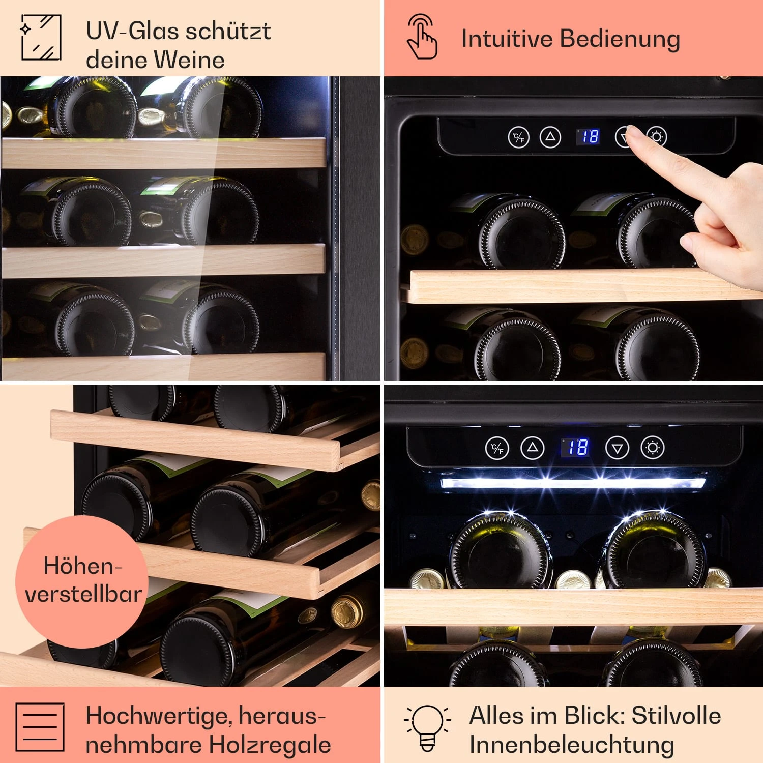 Vinovilla 29 Built-In Weinkühlschrank 81 L / 29 Fl. Glastür Edelstahl 5 Vinovilla 29 Built-In Weinkühlschrank 81 L / 29 Fl. Glastür Edelstahl – Bild 5
