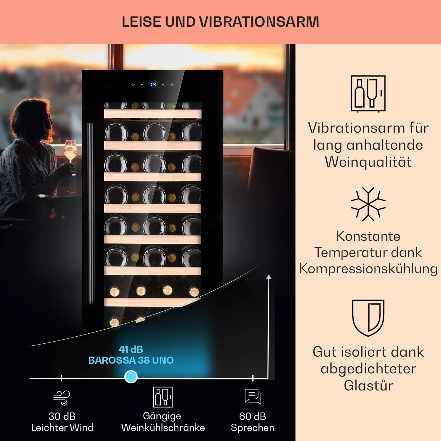 Barossa 38 Uno Weinkühlschrank 1 Zone 94 Ltr 38 Fl Touch-Display 4 Barossa 38 Uno Weinkühlschrank 1 Zone 94 Ltr 38 Fl Touch-Display – Bild 4