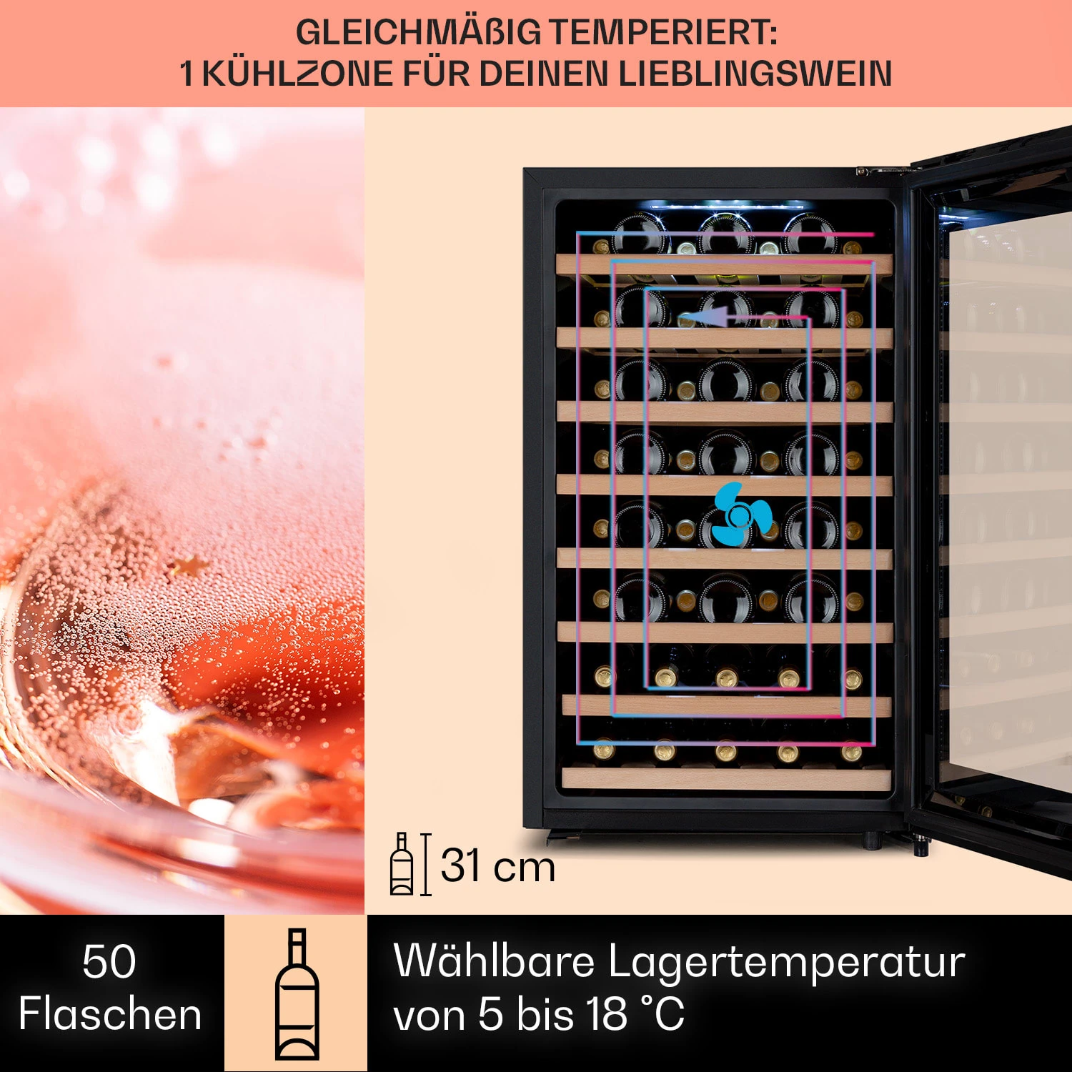 Barossa 50 Uno Weinkühlschrank 1 Zone 120 Ltr 50 Fl Touch-Display 3 Barossa 50 Uno Weinkühlschrank 1 Zone 120 Ltr 50 Fl Touch-Display – Bild 3