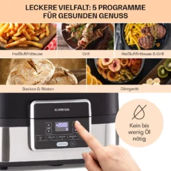 Combo Air Grill-Heißluftfritteuse 5 Programme 1500 Watt 4,5 L Grillkorb 2,5 L Frittierkorb 9 Combo Air Grill-Heißluftfritteuse 5 Programme 1500 Watt 4,5 L Grillkorb 2,5 L Frittierkorb -Haushaltsgerätegeschäft 10041330 de 0003 usp
