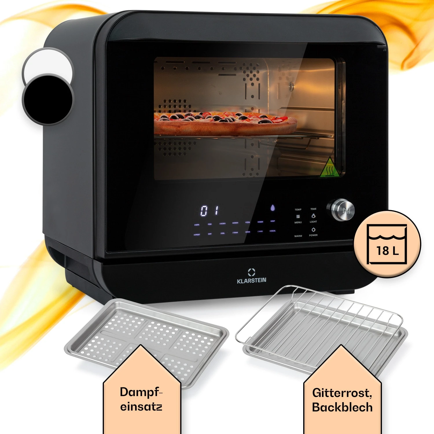 Vita Pro Heißluftfritteuse Dampfgaren 2450 W 18 Ltr 800 Ml Wassertank 1 Vita Pro Heißluftfritteuse Dampfgaren 2450 W 18 Ltr 800 Ml Wassertank