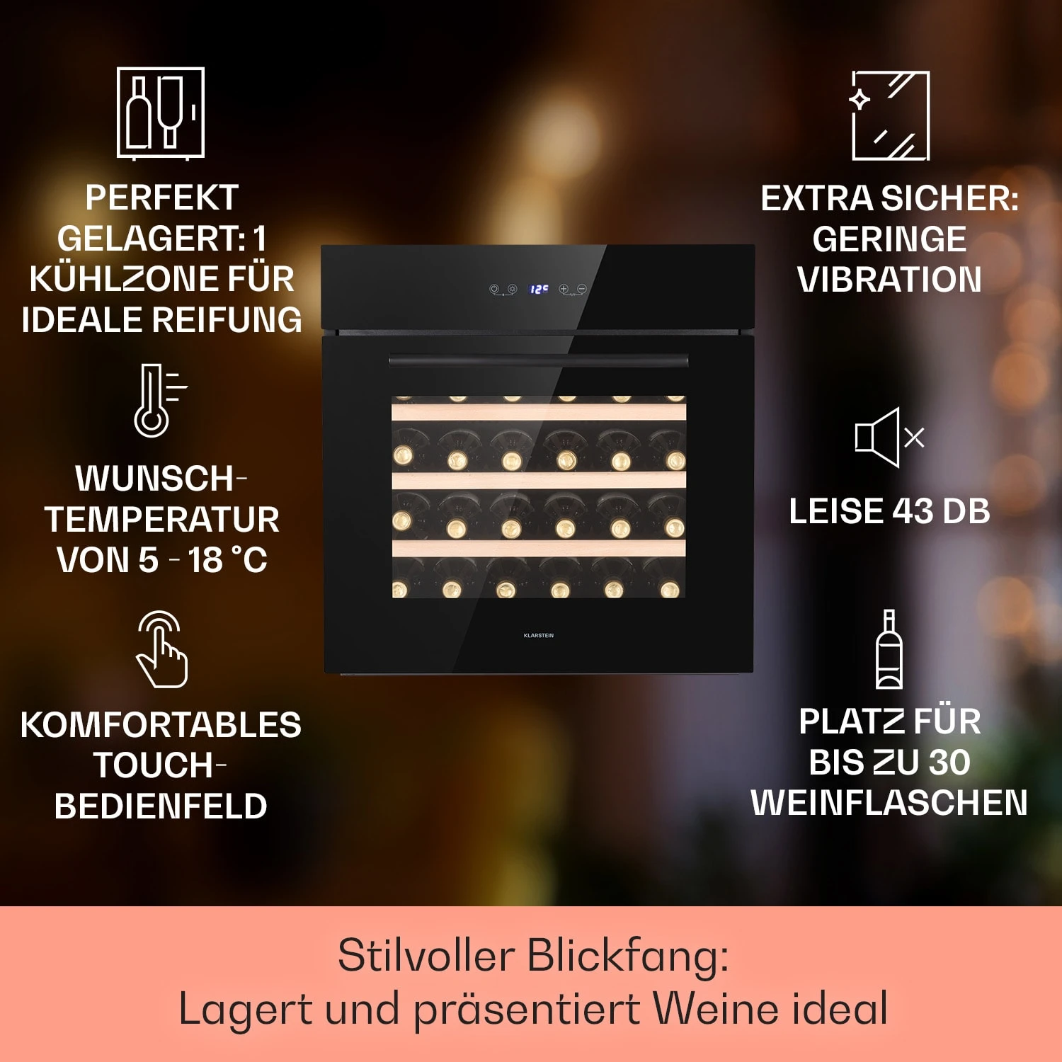 Vinsider 30 Built-In Uno Einbau-Weinkühlschrank 30 Flaschen 77 Ltr Edelstahl 2 Vinsider 30 Built-In Uno Einbau-Weinkühlschrank 30 Flaschen 77 Ltr Edelstahl – Bild 2