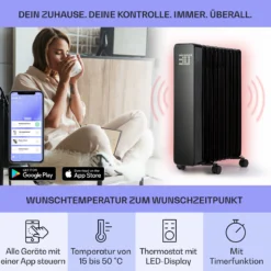 Sanford Smart Ölradiator 2500 W Leistung Wochentimer LED-Display Touch-Panel Klarstein-App 8 Sanford Smart Ölradiator 2500 W Leistung Wochentimer LED-Display Touch-Panel Klarstein-App -Haushaltsgerätegeschäft 10041358 de 0003 usp