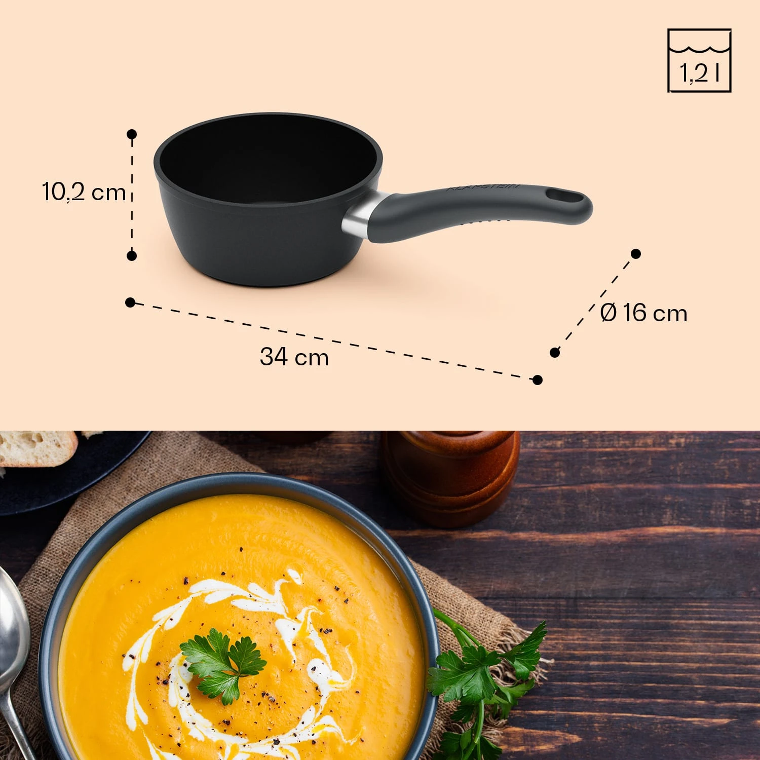 Noto Endurance Kasserolle Ø16cm Geschmiedetes Aluminium Induktion Antihaft 8 Noto Endurance Kasserolle Ø16cm Geschmiedetes Aluminium Induktion Antihaft – Bild 8