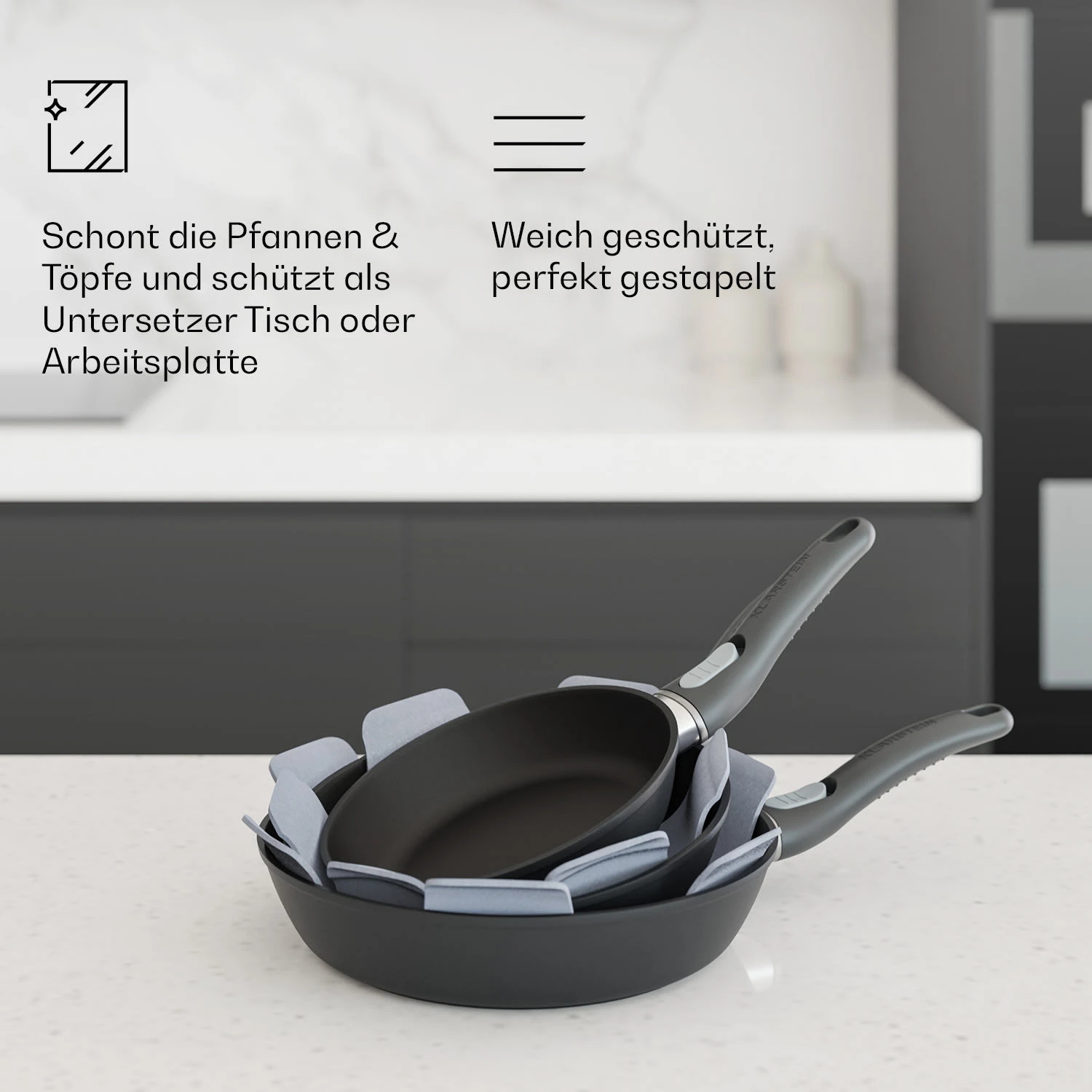 Noto Endurance Filz-Set 5 Stck. Sternförmig Sehr Weich Für Töpfe & Pfannen Ø38 Cm 2 Noto Endurance Filz-Set 5 Stck. Sternförmig Sehr Weich Für Töpfe & Pfannen Ø38 Cm – Bild 2