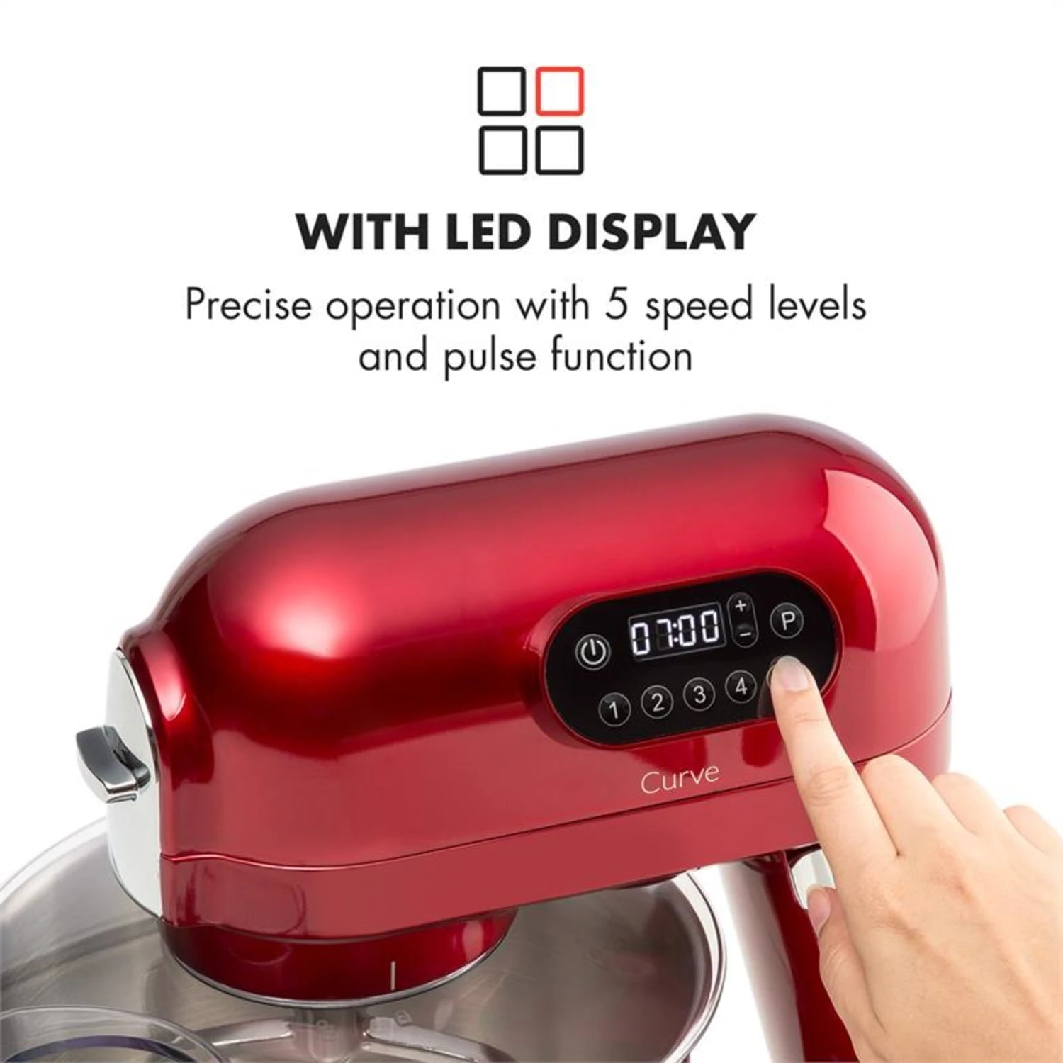 Curve Plus Küchenmaschinen-Set | 5l | 4-in-1 Fleischwolf | Rot 4 Curve Plus Küchenmaschinen-Set | 5l | 4-in-1 Fleischwolf | Rot – Bild 4