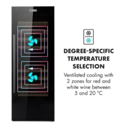 Barossa 77 Duo Weinkühlschrank-Set 2 Zonen 191L/77Fl. Weinglasregal 13 Barossa 77 Duo Weinkühlschrank-Set 2 Zonen 191L/77Fl. Weinglasregal -Haushaltsgerätegeschäft 60002418 yy 0006 logo Klarstein Barossa 77 Duo Weinkuehlschrank schwarz