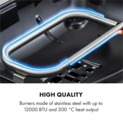 Parforce One Gasgrill 3,5kW 12000BTU Grilltisch Gasschlauch Schwarz -Haushaltsgerätegeschäft 60002431 yy 0005 logo Klarstein Parforce One Gasgrill 12000BTU schwarz