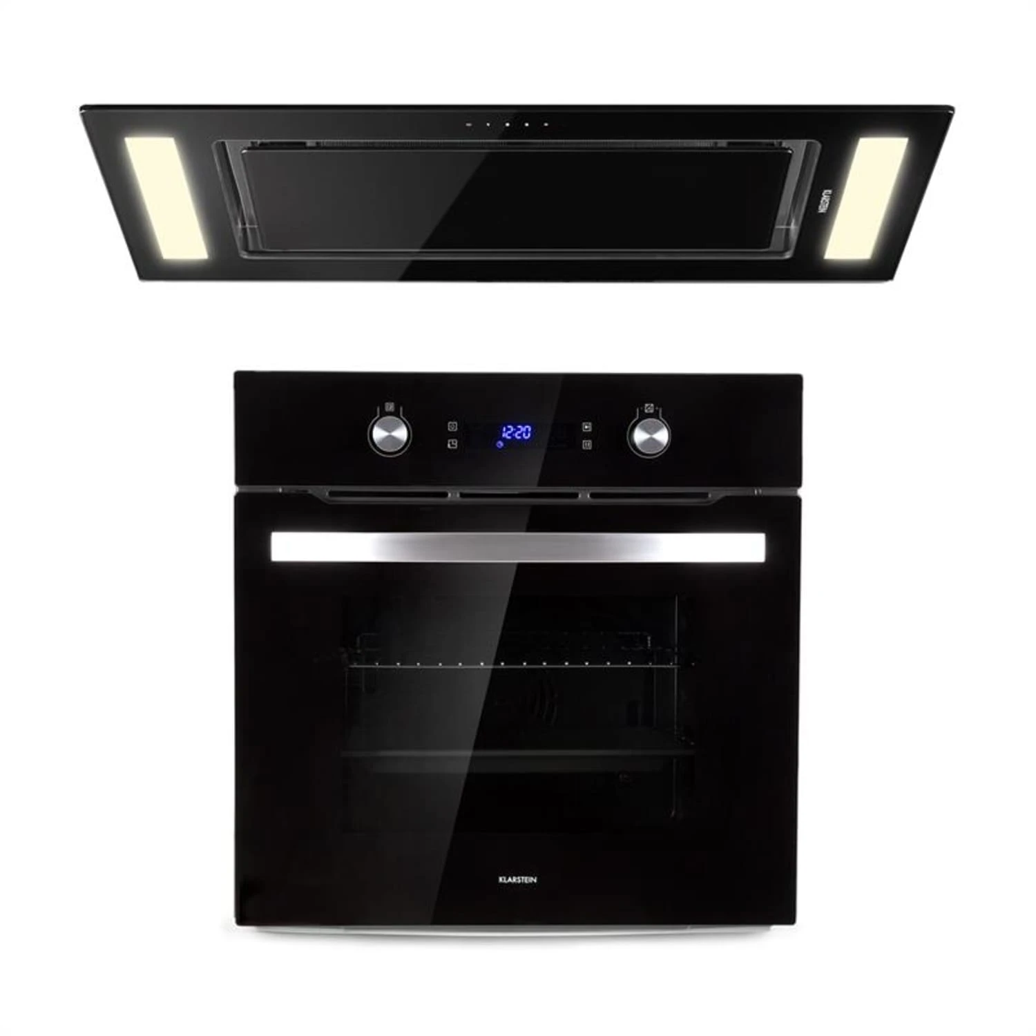 Gusteau Remy Einbau-Set Backofen + Einbau-Haube 2950W 64Ltr 620 M³/h Schwarz Edelstahl 1 Gusteau Remy Einbau-Set Backofen + Einbau-Haube 2950W 64Ltr 620 M³/h Schwarz Edelstahl