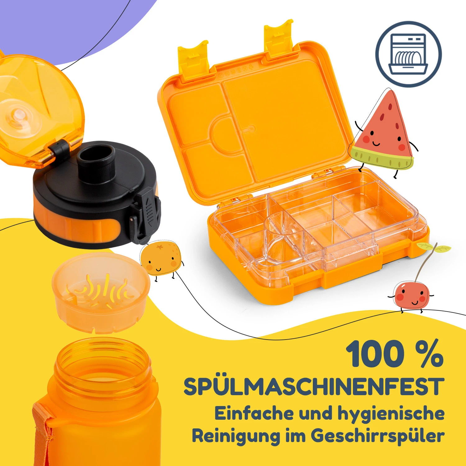 Schmatzfatz Frühstücksset Lunchbox & Trinkflasche Tritan Dicht BPA-frei 5 Schmatzfatz Frühstücksset Lunchbox & Trinkflasche Tritan Dicht BPA-frei – Bild 5